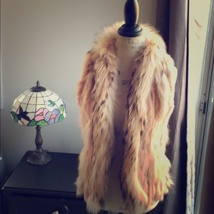 Beautiful fox fur and rabbit pink vest